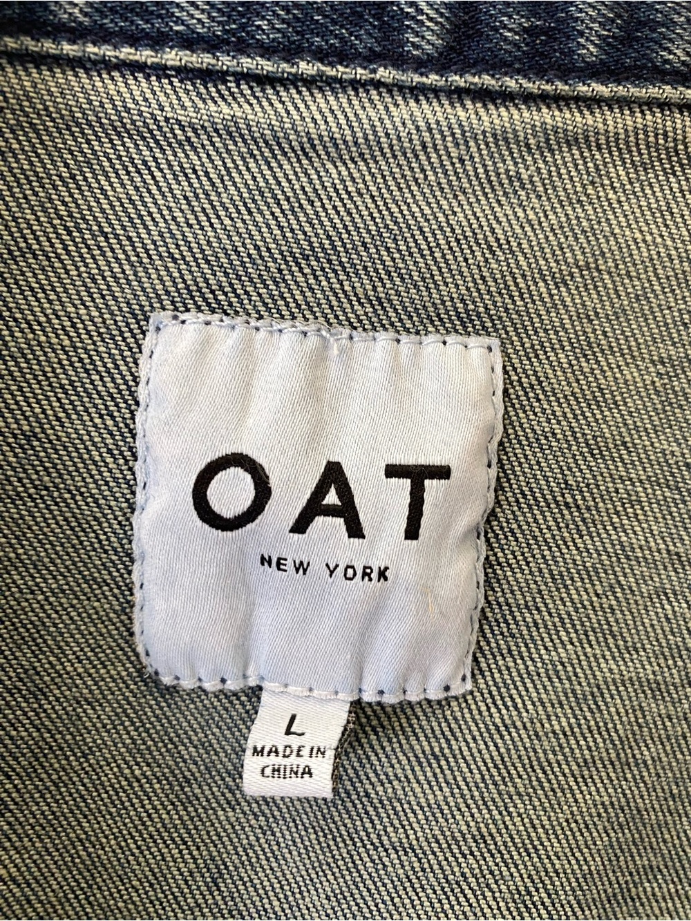 OAT New York Denim Belted Jean Jacket Blue Large - Picture 4 of 11